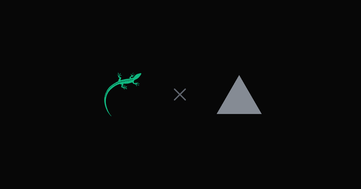 Lizard vs Vercel — the Lizard logo beside the Vercel logo